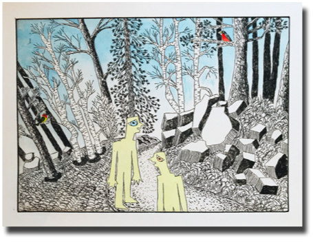 A Walk in the Woods
etching
7.5" x 10.5" unframed
$250 A Walk in the Woods
etching
7.5" x 10.5" unframed
$250